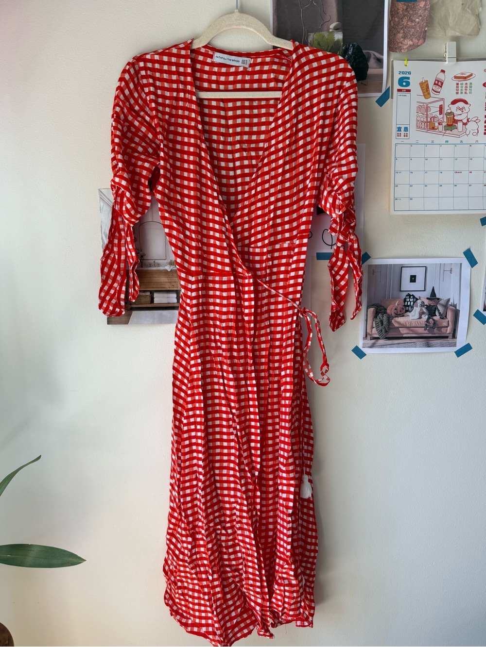 Faithful the Brand Red Gingham Wrap Dress